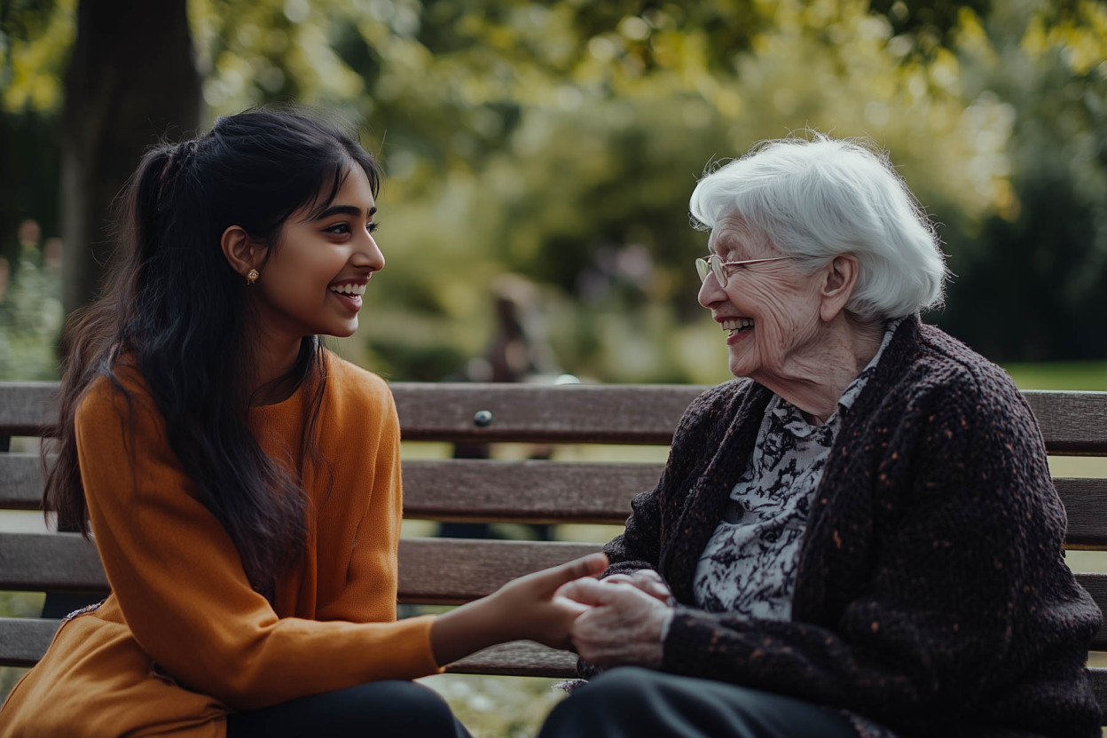 Volunteer with older woman